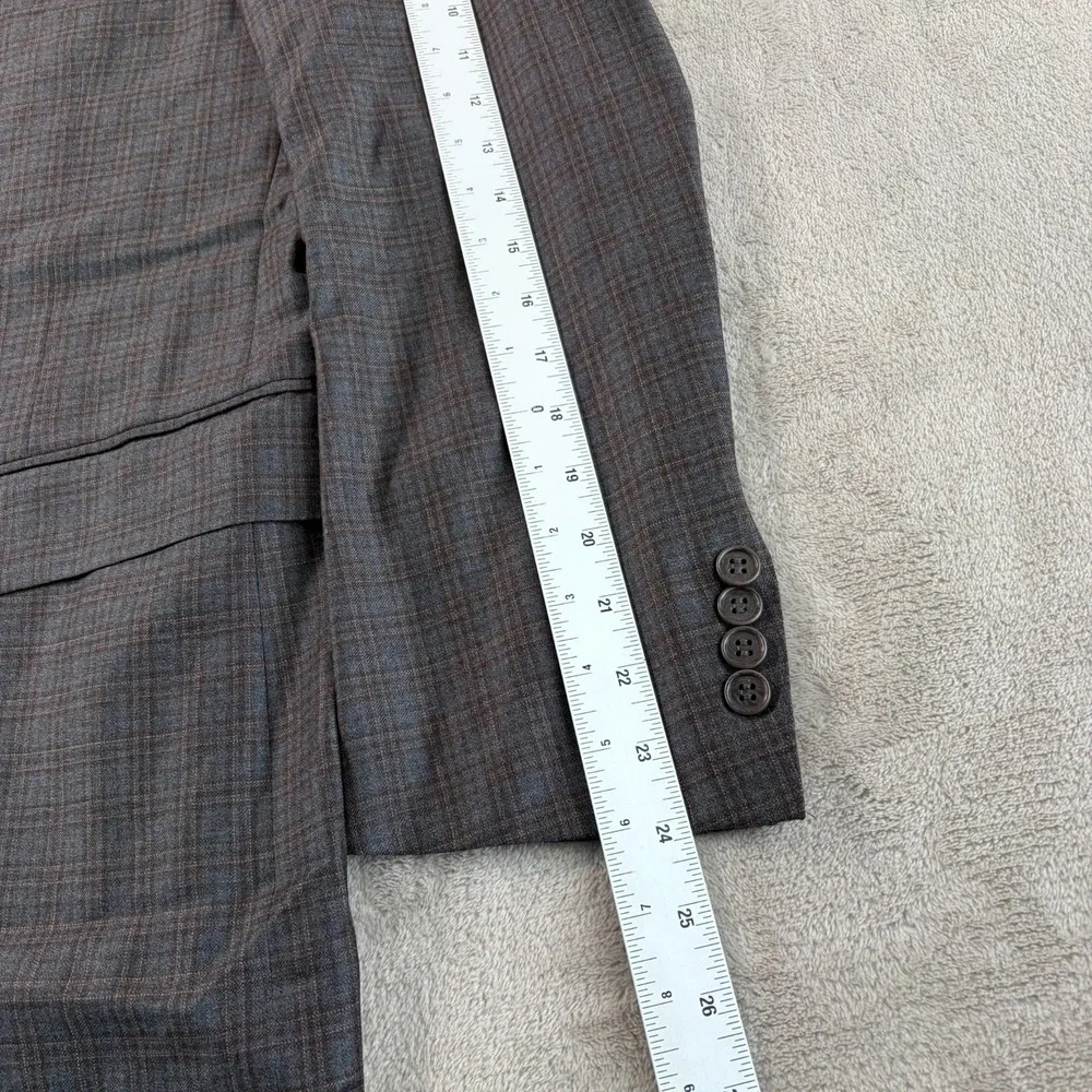 Canali 1934 Sports Coat Blazer Jacket 40 Grey Brown Plaid‎ 100% Wool Italy CEO